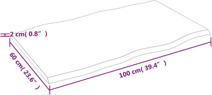 Produktbild VidaXL Tischplatte 100x60x2 cm Massivholz Eiche Behandelt (100 x 60 x 2 cm)