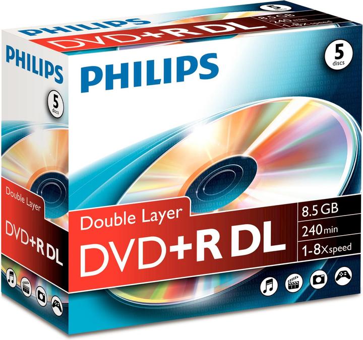 Immagine prodotto Philips 1x5 DVD+R 8,5GB DL 8x JC (5 x)
