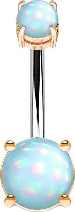 Actual product image Star Piercing Banana internal thread rose gold with two epoxy stones blue (Brass, Surgical steel 316L)