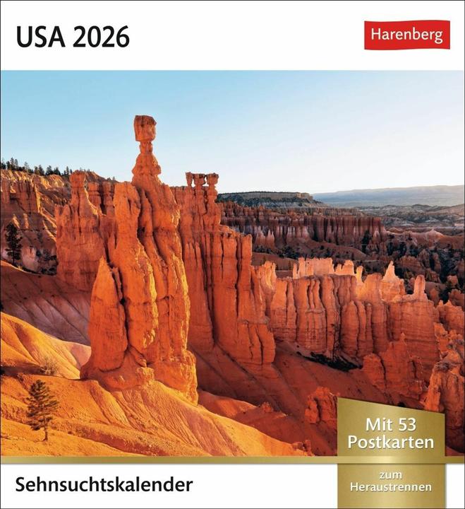 Actual product image Harenberg USA Sehnsuchtskalender 2026 - Wochenkalender mit 53 Postkarten (German)