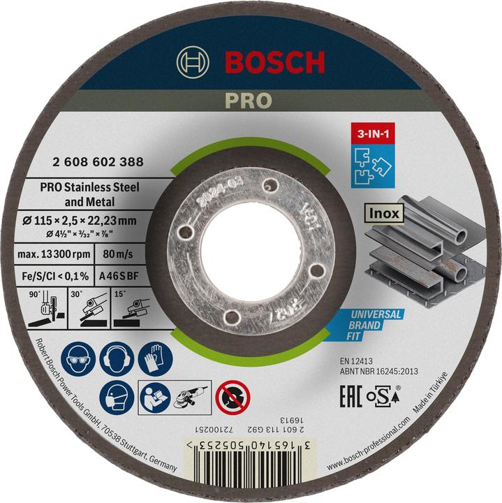 Actual product image Bosch Professional Zubehör PRO Stainless Steel and Metal 3-in-1 Disc, 115 x 2.5 x 22.23 mm