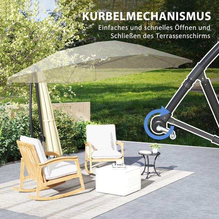 Produktbild Swisshandel24 Ampelschirm Alu Ø 260 cm, Kurbelschirm mit Ständer, neigbar kippbar Beige (2.60 m)
