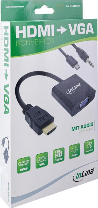 Immagine prodotto InLine ® Convertitore dongle da HDMI a VGA, con audio, ingresso HDMI, uscita VGA e audio stereo