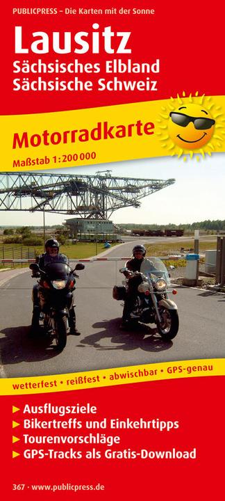 Produktbild PublicPress Motorradkarte Lausitz, Sächsisches Elbland, Sächsische Schweiz