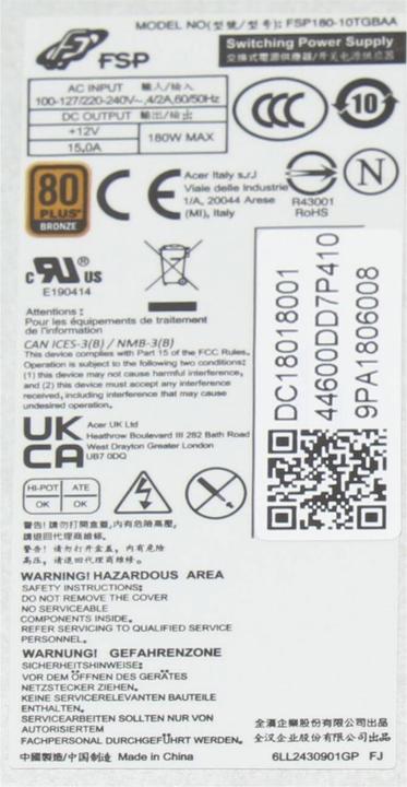 Immagine prodotto Acer DC.18018.001 (180 W)
