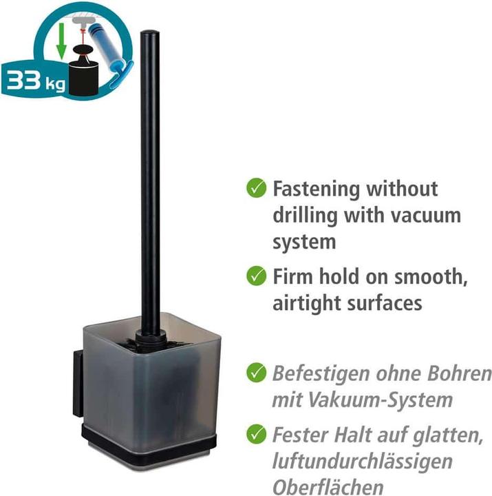 Actual product image Wenko Vacuum-Loc® WC-Garnitur Mod. Quadro Schwarz Befestigen ohne Bohren
