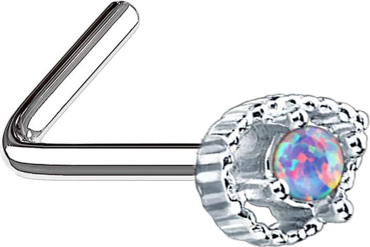 Immagine prodotto Star Piercing Nasenstecker gewinkelt silber Tropfen mit Opal violett (Acciaio chirurgico 316L, Ottone)