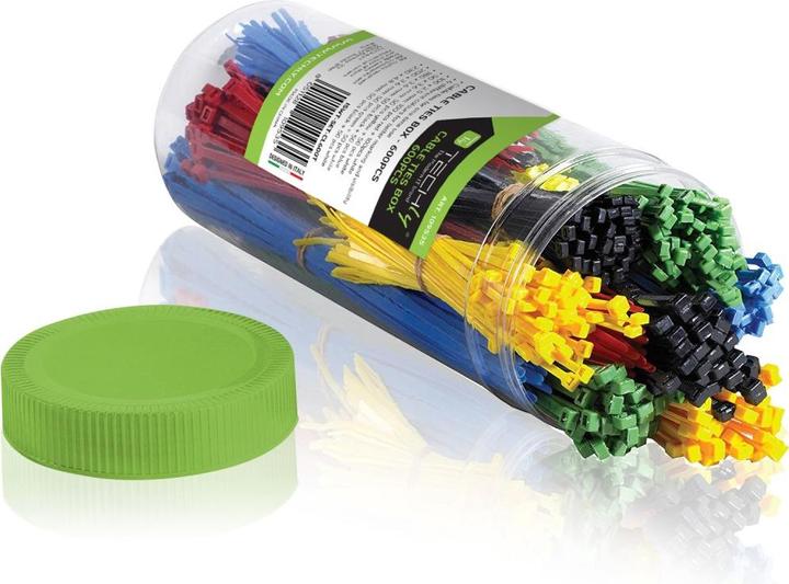 Techly Colored Cable Ties Box 600pcs (Kunststoffkabelbinder, 255 mm, 600 Stk.)