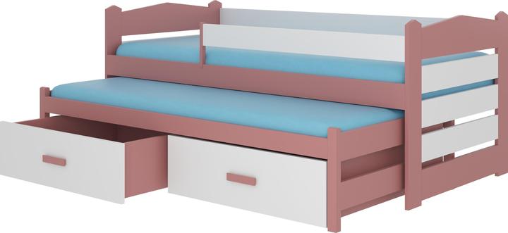 Produktbild ADRK Furniture Doppelbett mit Geländer und Matratzen TIARRO 180x80 (180 x 80 cm)