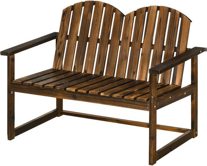 Swisshandel24 Panchina da giardino, panchina a 2 posti, panchina in legno con schienale, bracciolo, panchina da