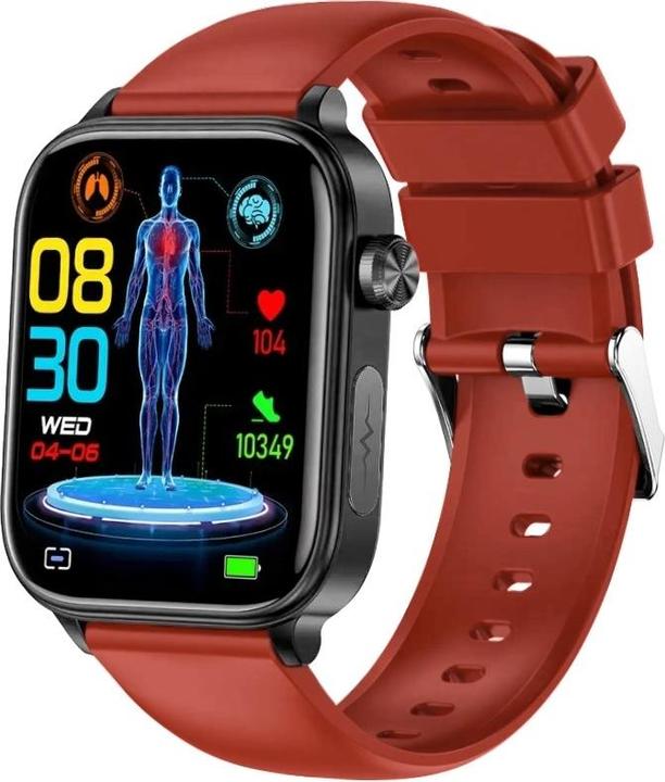 Immagine prodotto RNCF33 SCHWARZ Herren-Smartwatch + burgunderfarbenes Armband