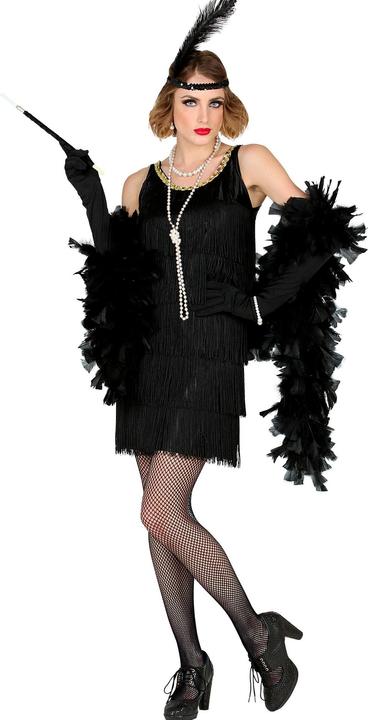 Produktbild Widmann Fransen Kleid, Stirnband mit Feder Schwarz (XS, S, M, L, XL)