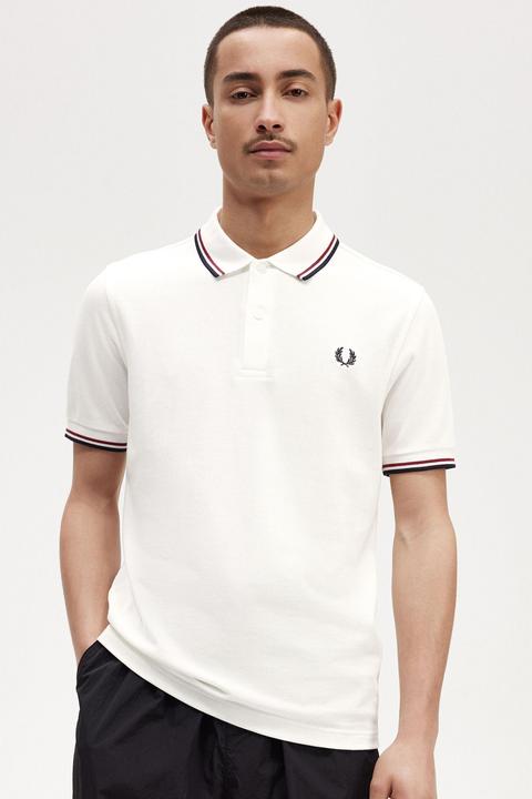 Actual product image Fred Perry Twin Tipped Polo Shirt Short Sleeve Snow White (XXL)