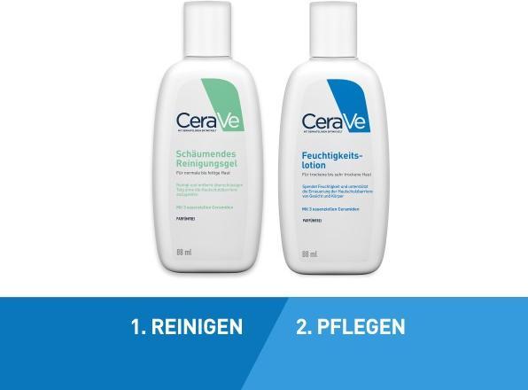 Produktbild CeraVe Feuchtigkeitslotion: Körperlotion für trockene bis sehr trockene Haut für Gesicht und Körper (Körpercreme, 88 ml)