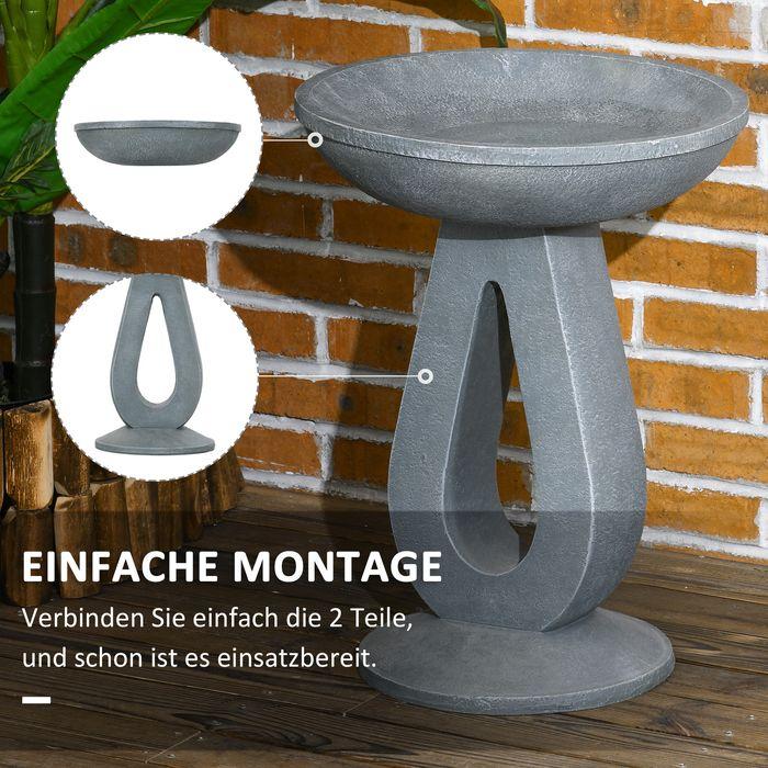 Produktbild Swisshandel24 Vogeltränke, Vogelbad mit Ständer, Stein-Look, Grau