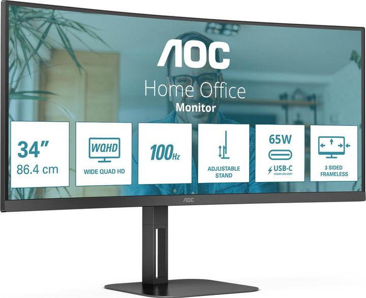 Produktbild AOC CU34V5C/BK (3440 x 1440 Pixel, 34")