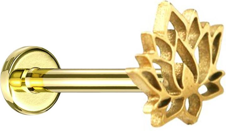 Actual product image Star Piercing Micro Labret Innengewinde vergoldet Lotusblume (without brass, Surgical steel 316L)