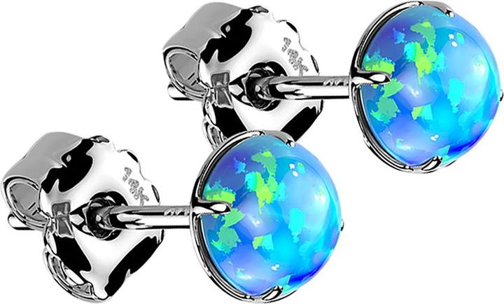 Produktbild Star Piercing Ohrstecker 14k weissgold mit Opal blau (14k Gold, ohne Messing)