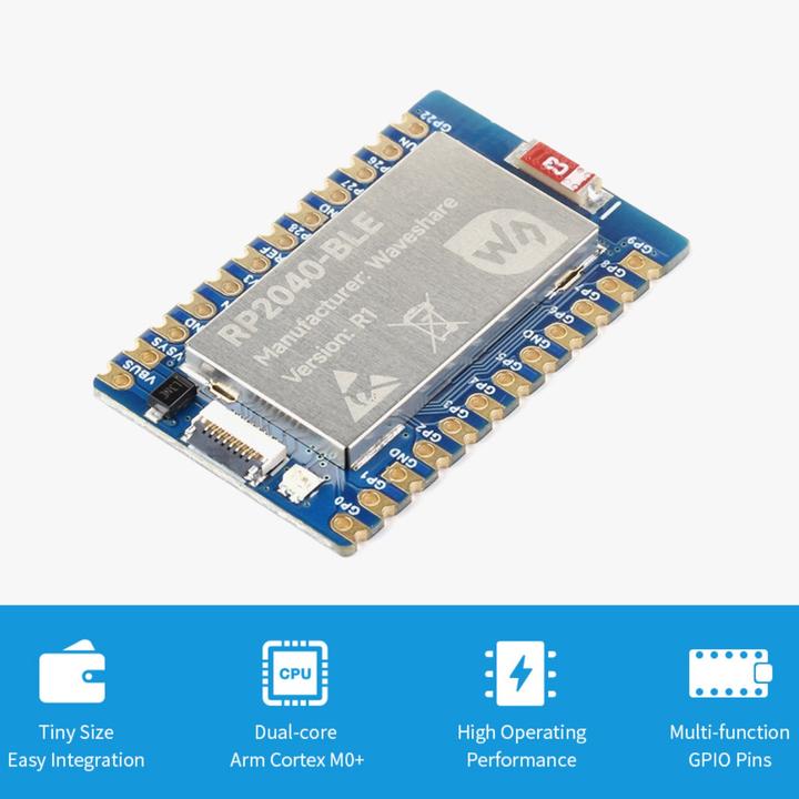 Actual product image WaveShare RP2040-BLE Raspberry Pi Pico based with Bluetooth 5.1