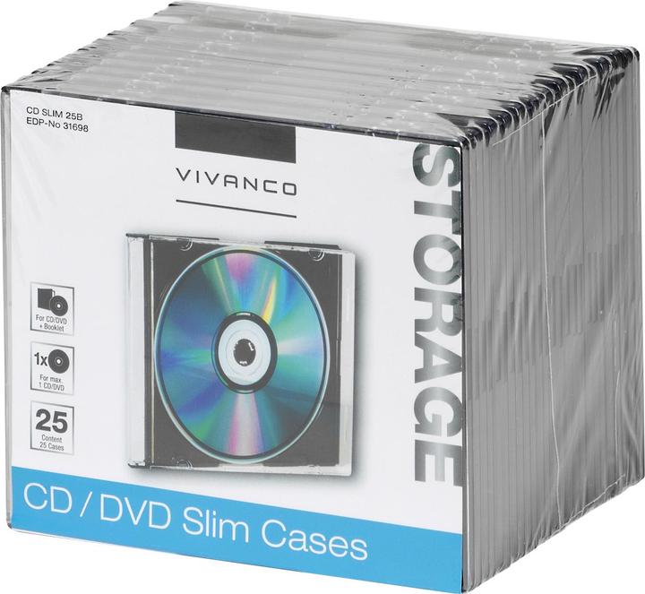 Actual product image Vivanco CD Slim Case for one CD, 25-pack, black