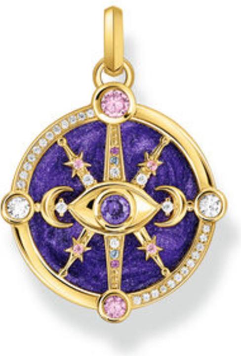 Produktbild Thomas Sabo Kettenanhänger Auge mit kosmischen Details und bunten Steinen Silber vergoldet (925er Silber, Emaille)