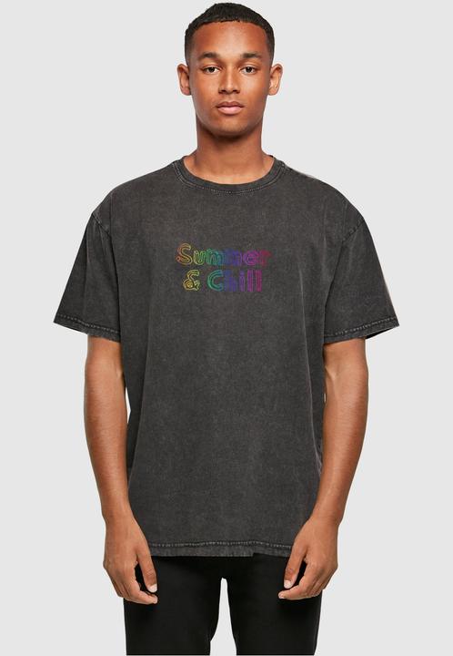 Image du produit Merchcode Summer And Chill Rainbow Acid Washed Heavy Oversized Tee - 112843 (4XL)