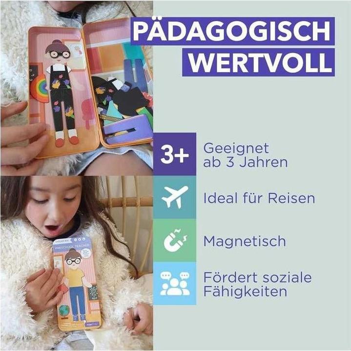 Actual product image mierEdu Magnetic game Box Dress Up - Teacher to dress up I Promotes motor skills + imagination I Ideal for (32 pieces)