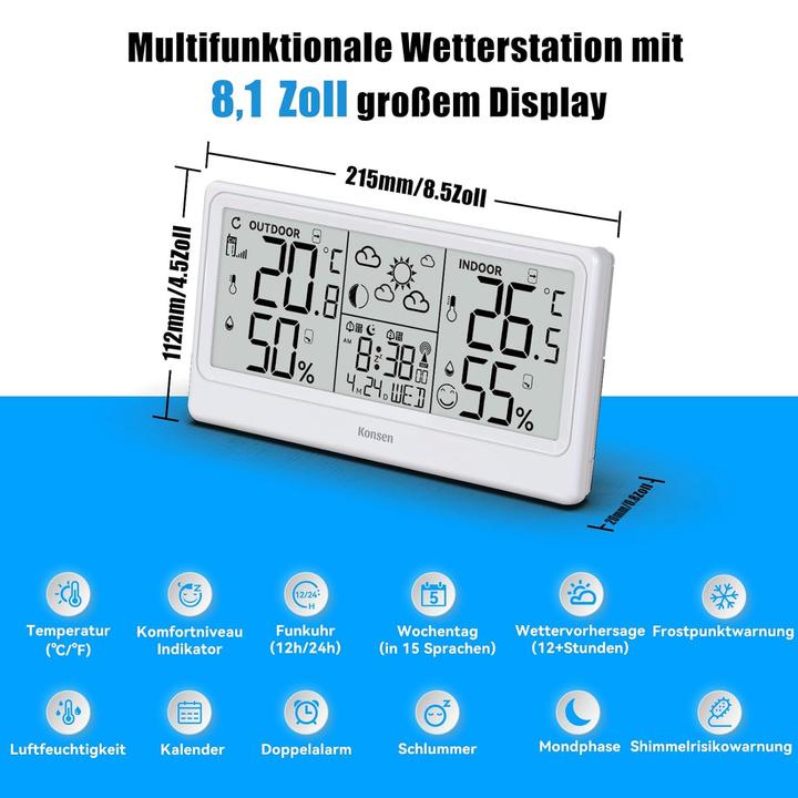 Image du produit Baldr Funk-Wetterstation mit Aussensensor und DCF Uhr