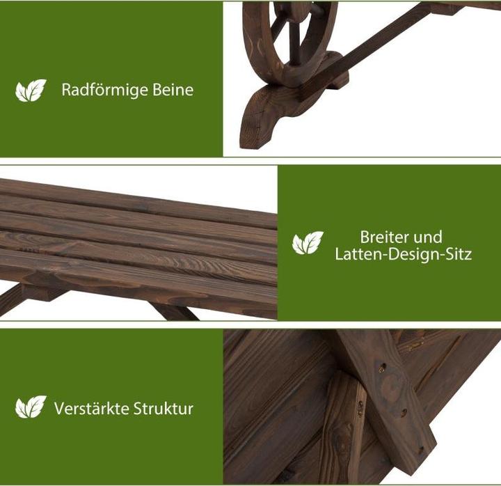 Immagine prodotto Swisshandel24 Gartenbank Holz Wetterfest Sitzbank Gartenmöbel Rustikale Bank Natur 98 x 50 x 39,5 cm