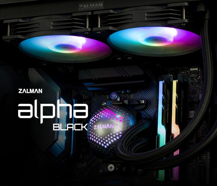 Actual product image Zalman ALPHA28 Black CPU Liquid Cooler 280mm Radiator 2 x 140 mm Fan ARGB pump Dual