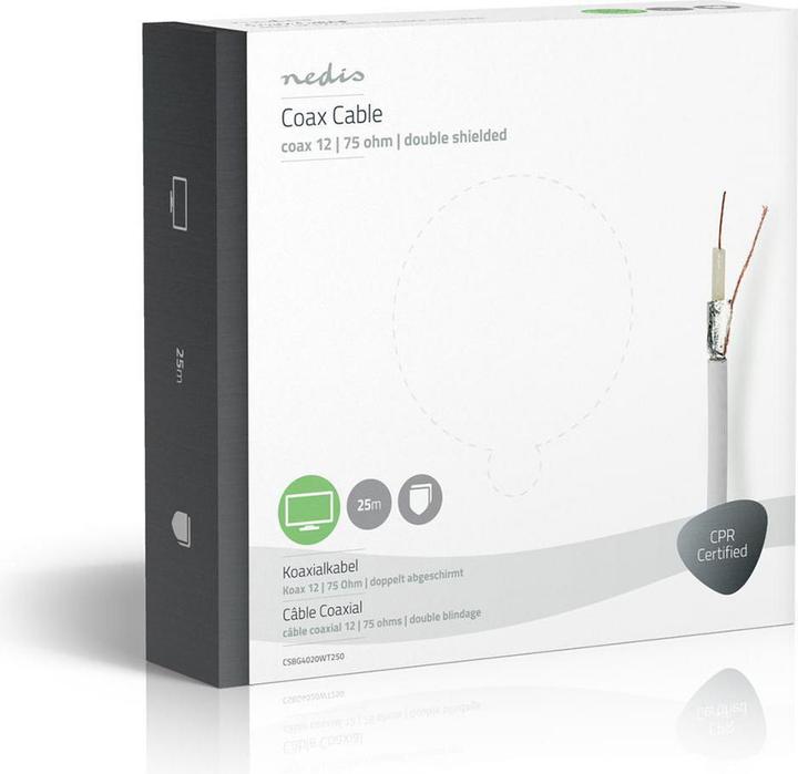 Image du produit Nedis Câble d'antenne en rouleau | Coax 12 | 75 Ohm | Double blindage | ECA | 25.0 m | Coax | PVC | (75 dB, Câble d'antenne)