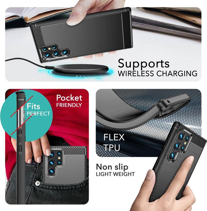 Actual product image Nalia Carbon look silicone cover (Samsung Galaxy S24 Ultra)