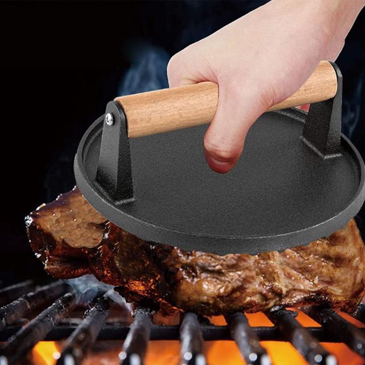 Productafbeelding Kinghoff Gietijzeren vleespers voor hamburgers en steaks