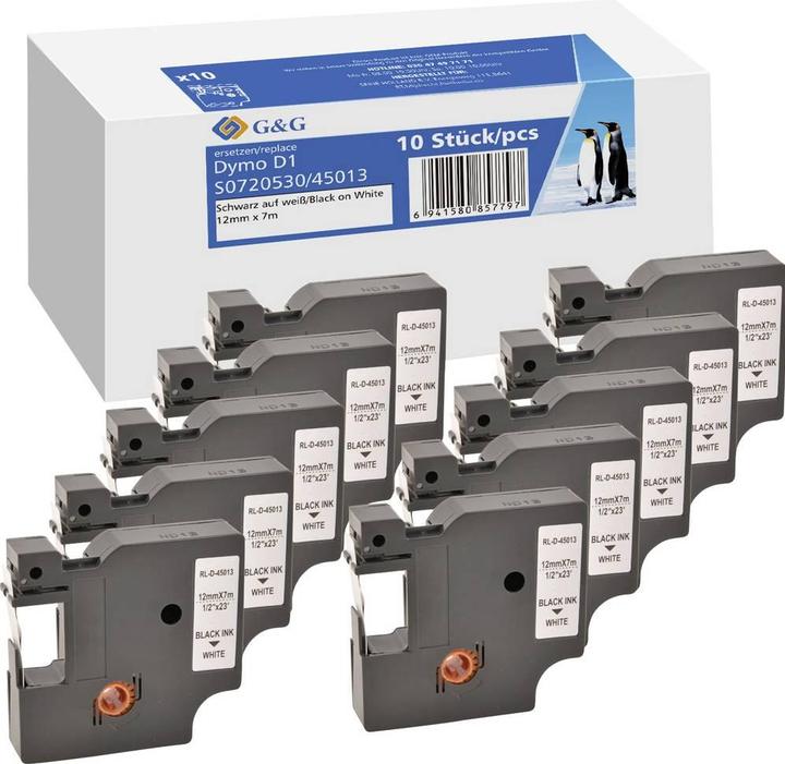 Actual product image G&G Tape colour: White Font colour: Black 12 mm 7 m (1.20 cm, White)