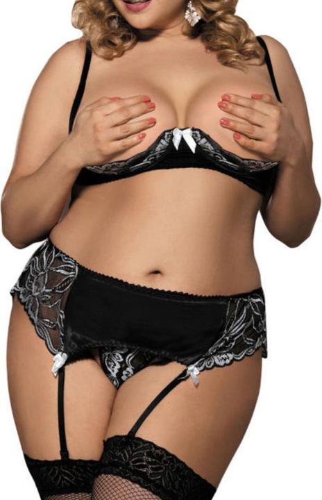 Productafbeelding Subblime 3-delige jarretelset met open cups en string (L, XL)