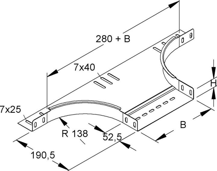 Immagine prodotto Niedax NIE RTA 35.250 pezzo aggiuntivo a T 35x252 mm con guide laterali non perforate bandverzi (3.50 cm)