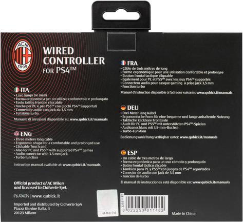 Actual product image GED Wired Controller AC Milan 2.0 (PS4) (PS4, PC)