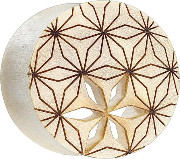 Immagine prodotto Star Piercing Tunnel svasato Fiore della Vita intagliato in legno di coccodrillo (Organico, senza ottone)