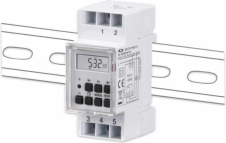 Produktbild Sonero Digitale Zeitschaltuhr S-DOTH10, 3500 W, DIN-Schiene, weiss