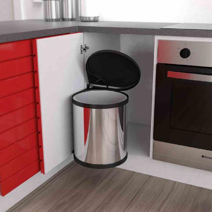Image du produit Hailo Compact-Box M, poubelle encastrable, 15 litres, inox (15 l)