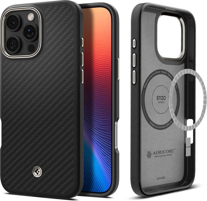 Produktbild Spigen Enzo Aramid Mag Magsafe Hülle für iPhone 16 Pro Max 6,9" schwarz/natur (Apple iPhone 16 Pro Max)