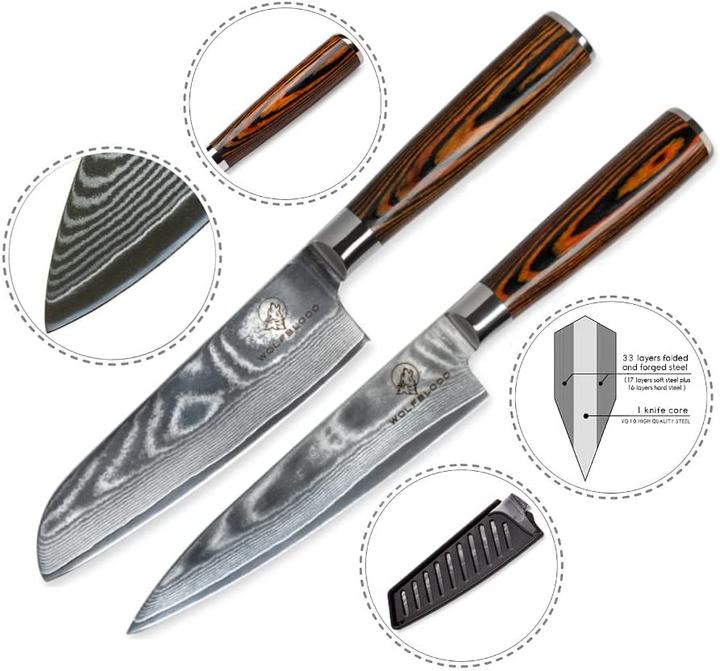 Actual product image Wolfblood Damascus knife set (13 cm)