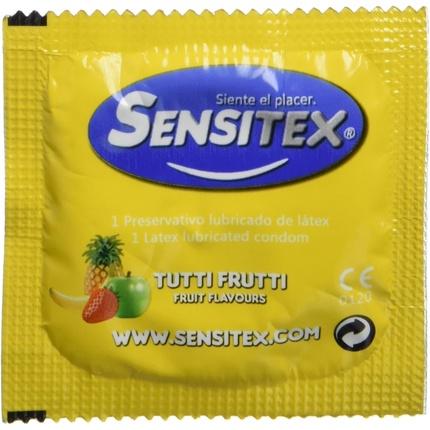 Produktbild Sensitex «Tutti Frutti» 144 bunte und vegane Kondome mit Geschmack - aus Spanien, Vorratspackung (144 Stk.)