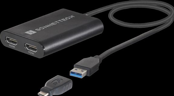Actual product image Sonnet Dual 4K 60Hz HDMI Adapter for M1 Thunderbolt Macs *New (HDMI, USB-A, 50 cm)