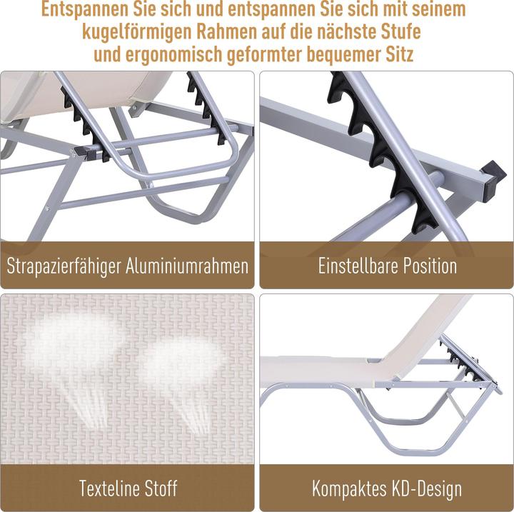 Immagine prodotto Outsunny Lettino prendisole con schienale regolabile (188 cm)