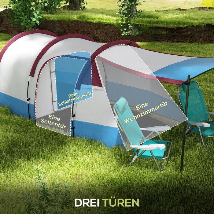 Image du produit Swisshandel24 Campingzelt, Tunnelzelt für 3 Personen, mit Lichthaken, Vorzelt für Garten, rot (Tente tunnel, 3 personnes)