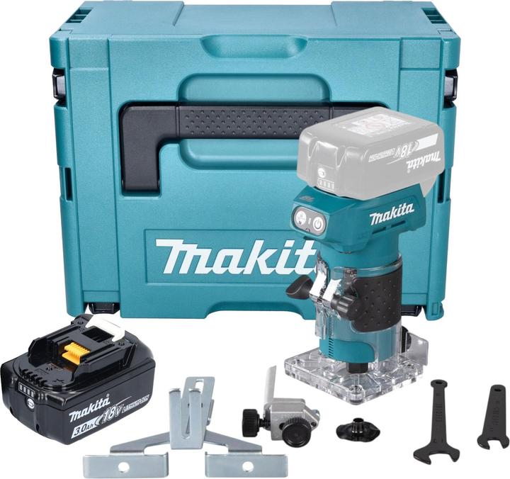 Image du produit Makita DRT 52 F1J Affleureuse sans fil 18 V 6 mm Brushless + 1x batterie 3,0 Ah + Makpac - sans chargeur