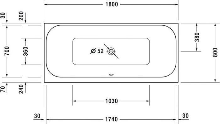 Produktbild Duravit Rechteckbadewanne Doppelbadewanne Happy D,2 80 x 180 cm wei glatt 700314000000000 (190 l, 180 cm, 80 cm)