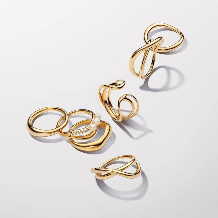 Actual product image Pandora Organic moulded open triple band ring (52)