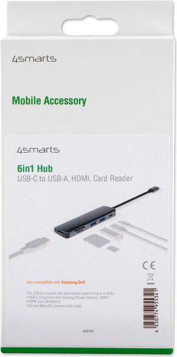 Actual product image 4smarts 6in1 Hub with DeX function (USB-C, 6 Ports)